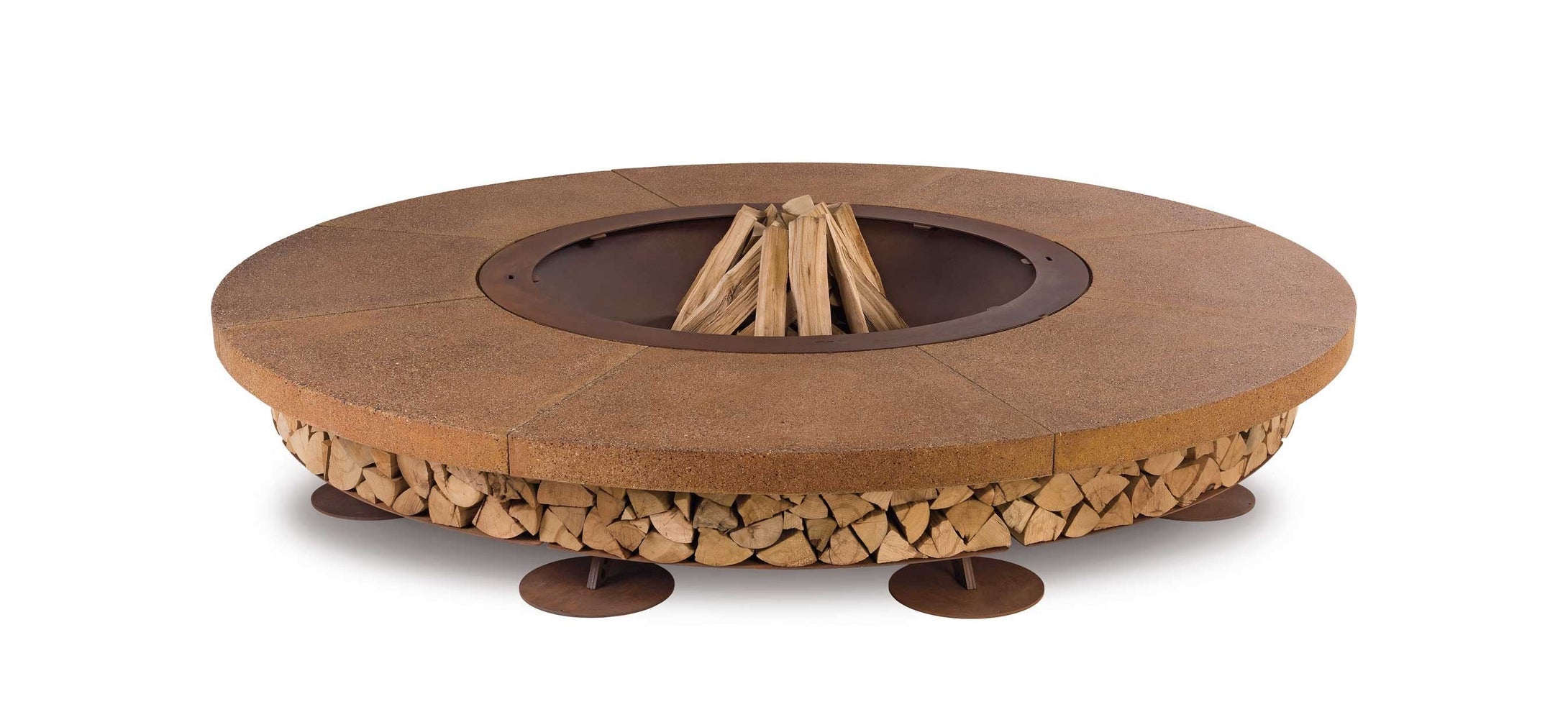 AK47 Design Ercole Concrete Brown 2500 mm Wood-Burning Fire Pit-The Outdoor Fireplace Store