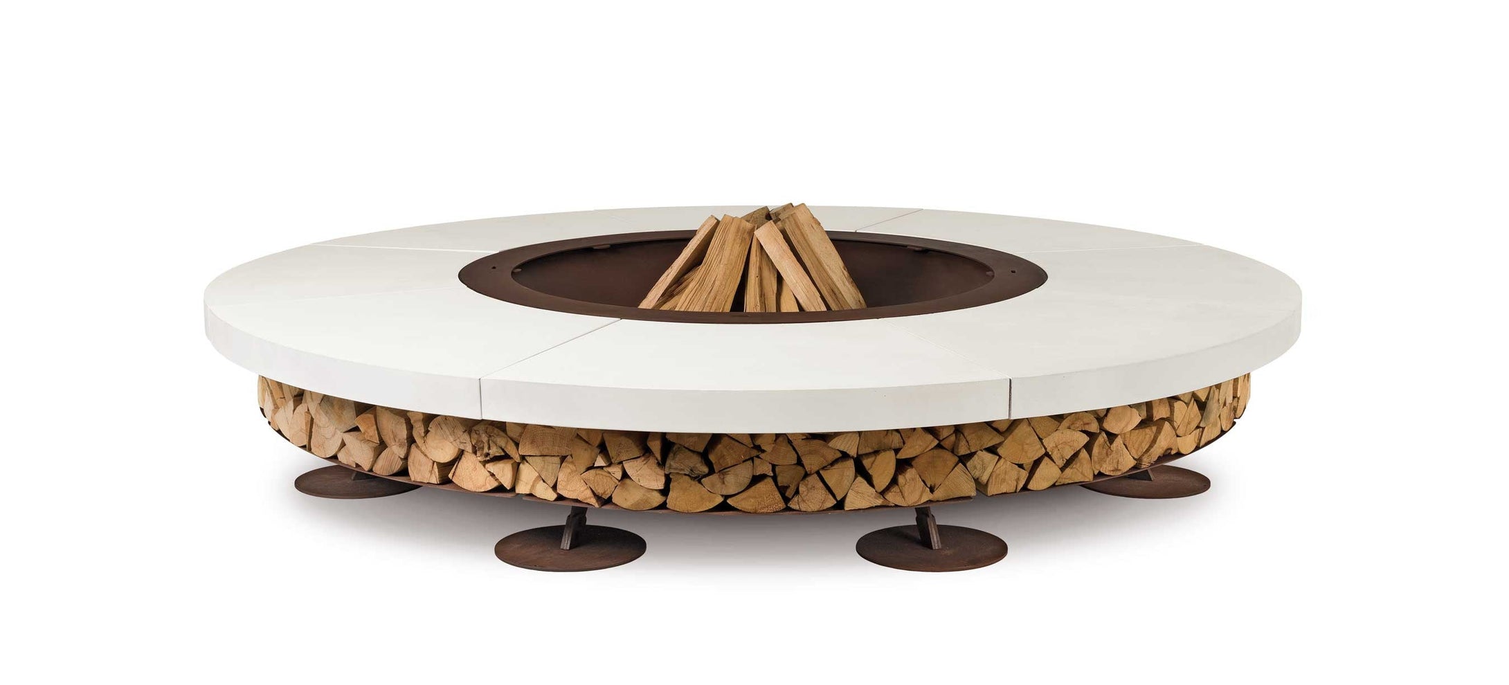 AK47 Design Ercole Concrete White 2500 mm Wood-Burning Fire Pit-The Outdoor Fireplace Store